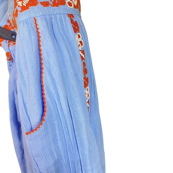 Tory Burch Bright Blue Embroidered Cotton Boho Short Skirt Size 14 - Picture 4 of 12